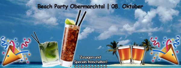 Party Flyer:  Beach Party 2016 in Obermarchtal am 08.10.2016 in Obermarchtal
